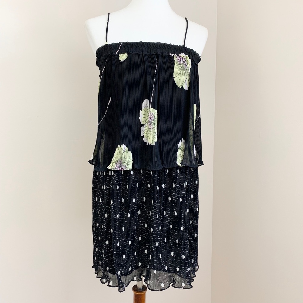 1. State Mixed Print Pleated Layered Shift Dress